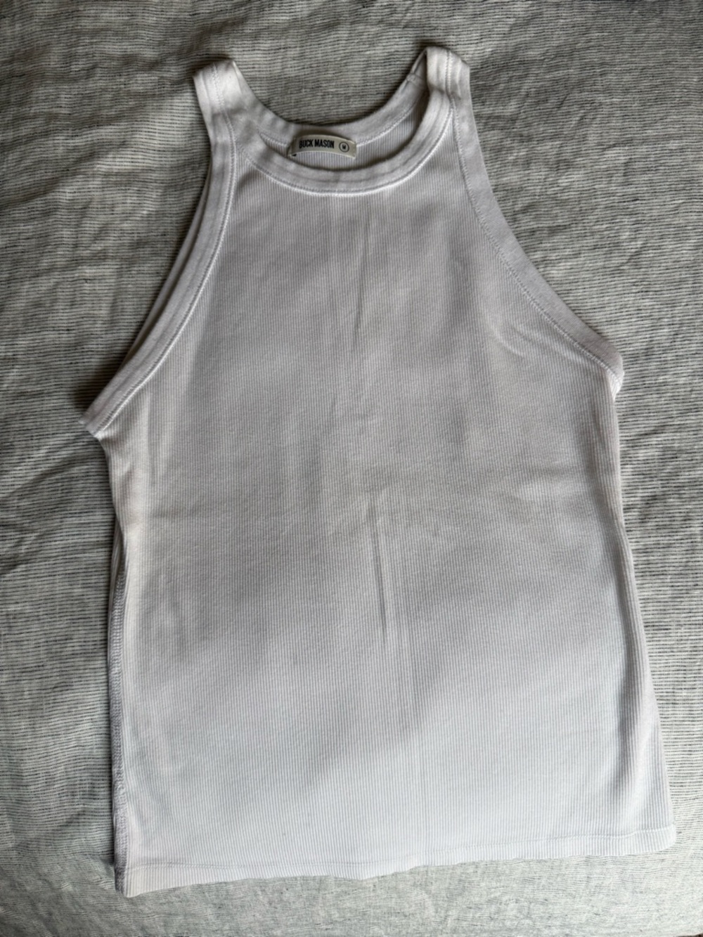 Buckmason women’s White Ribbed Tank Top size medium